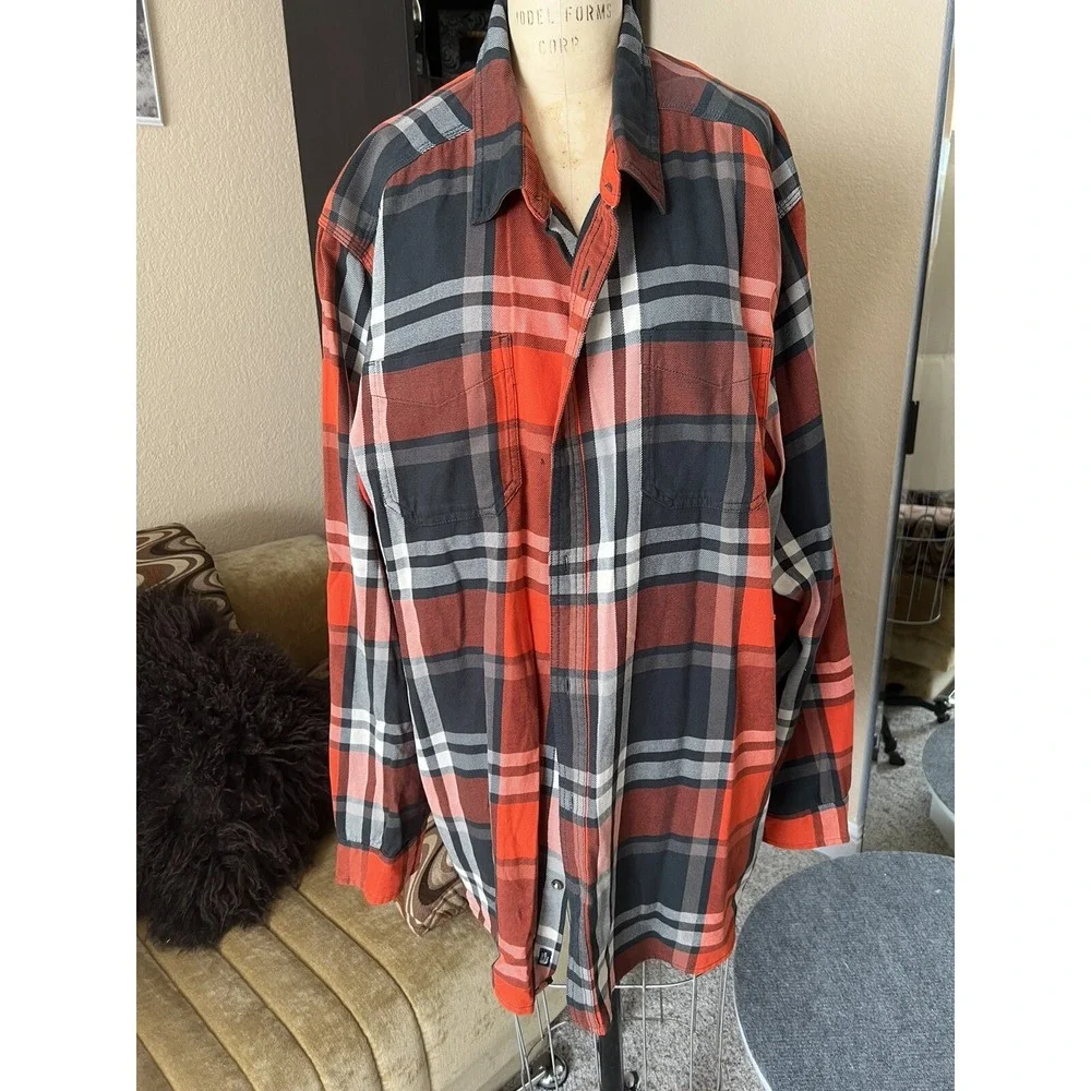 The‎ North Face NewPlaid Button Up Shirt Woven Red/black Mens Sz XXL %100 Cotton